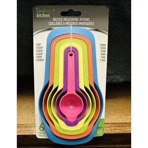 Measuring CUPS & SPOONS SET 6 pcs Ideal Kitchen Multi-Color Plastic Nesting NIP